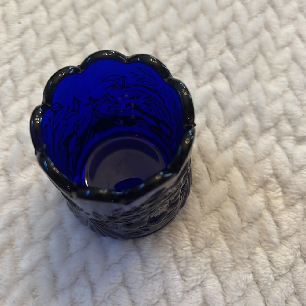 Vintage Westmoreland Elegant Cobalt Blue Toothpick Holder Vase Mid Century - Picture 5 of 5